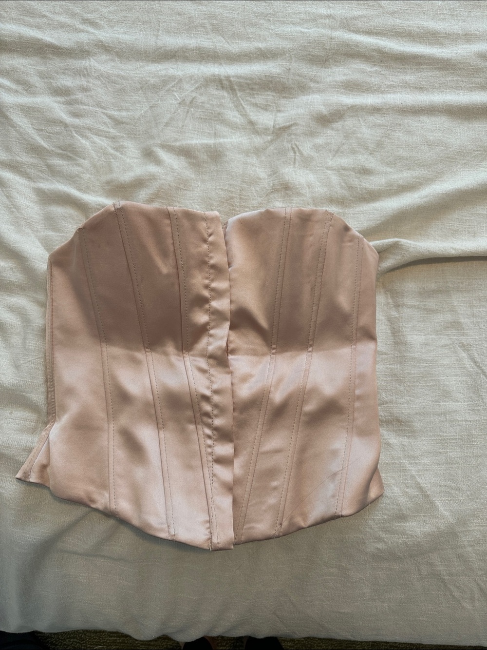 Zara Women's Strapless Satin Corset Top - Blush